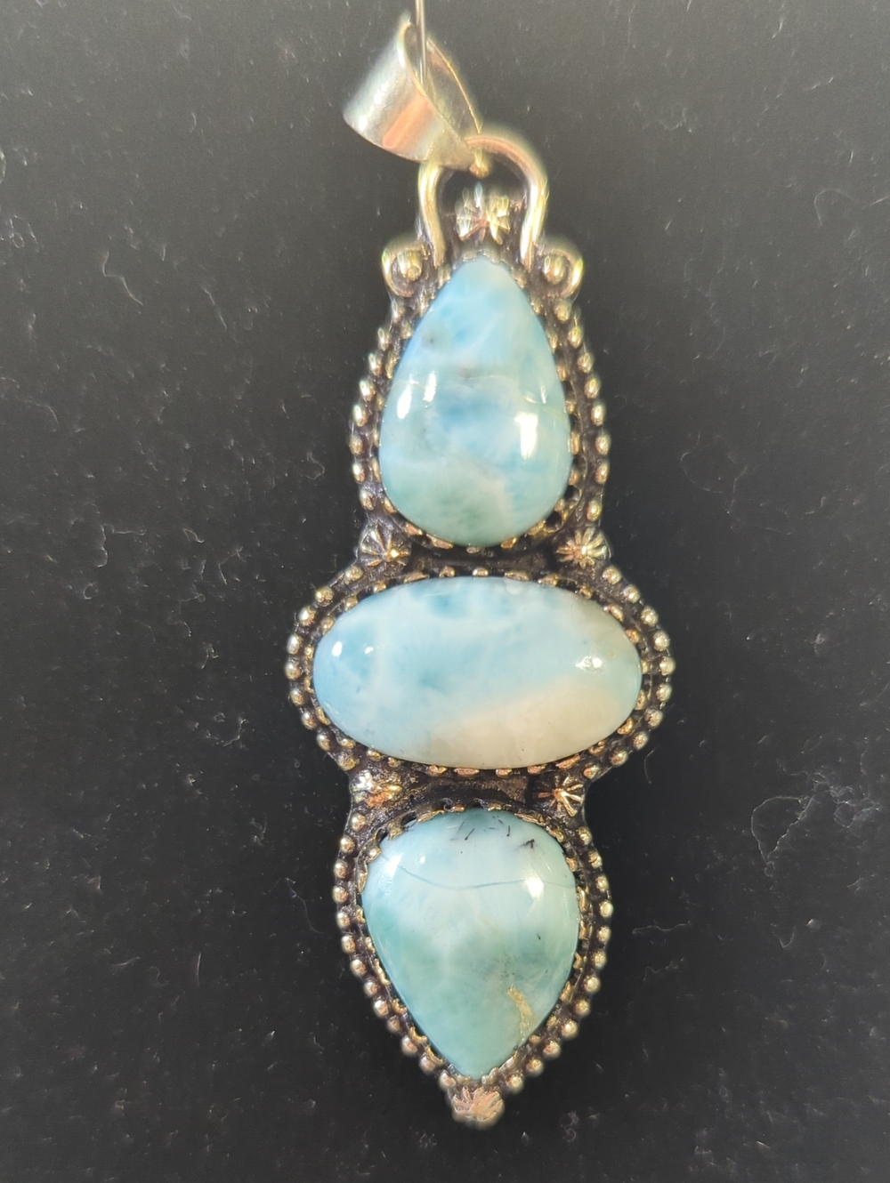 Larimar 3 Stone Pendant - Dominican Republic